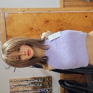 GORGEOUS LAVENDAR FUZZY KNIT HALTER TOP.  GOLD HINGE, BRAN NEW! SZ SM